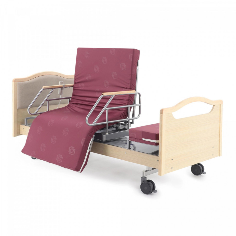 Медицинская кровать для лежачих больных электрическая MED-MOS DB-2B с поворот.креслом в правую сторону (светлое дерево)